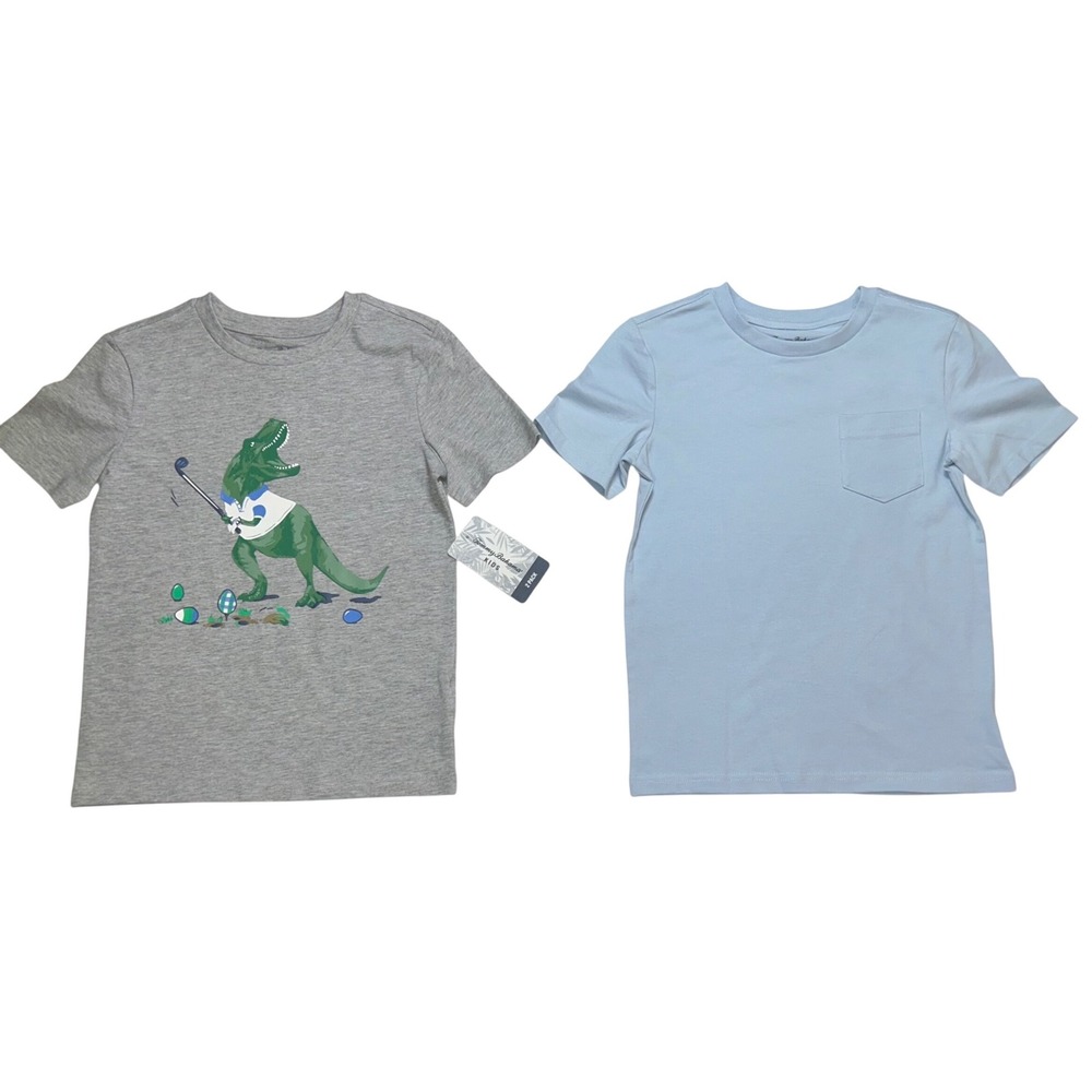Tommy Bahama Kids 2-Pack Gray Blue Golf Dinosaur T-Shirts Size 5/6 Brand New